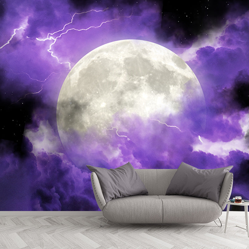 Moon Space Mural Wallpaper for Living Room Waterproof, Made to Measure