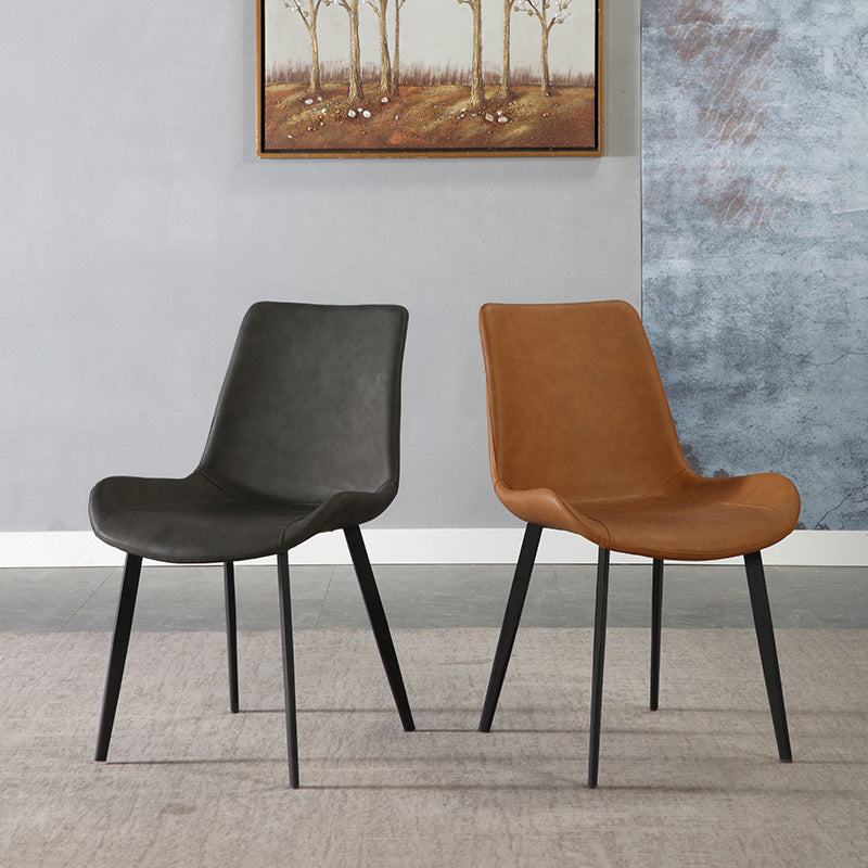 Silla de comedor tapizada de metal con respaldo sólido industrial para interiores