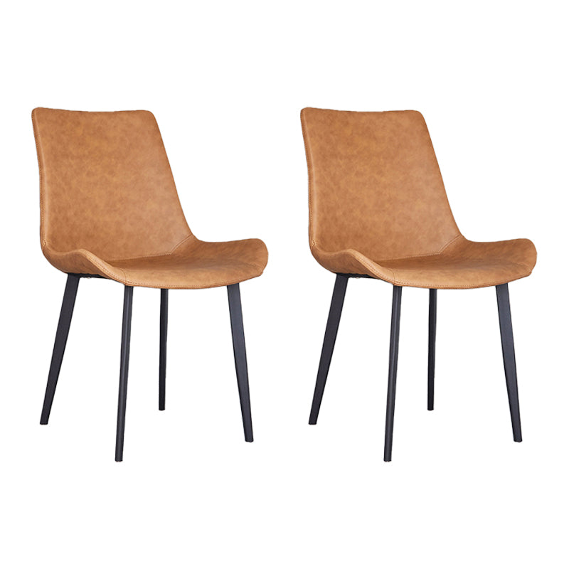 Industrial Indoor Arm Chair Solid Back Metal Upholstered Dining Room Chair