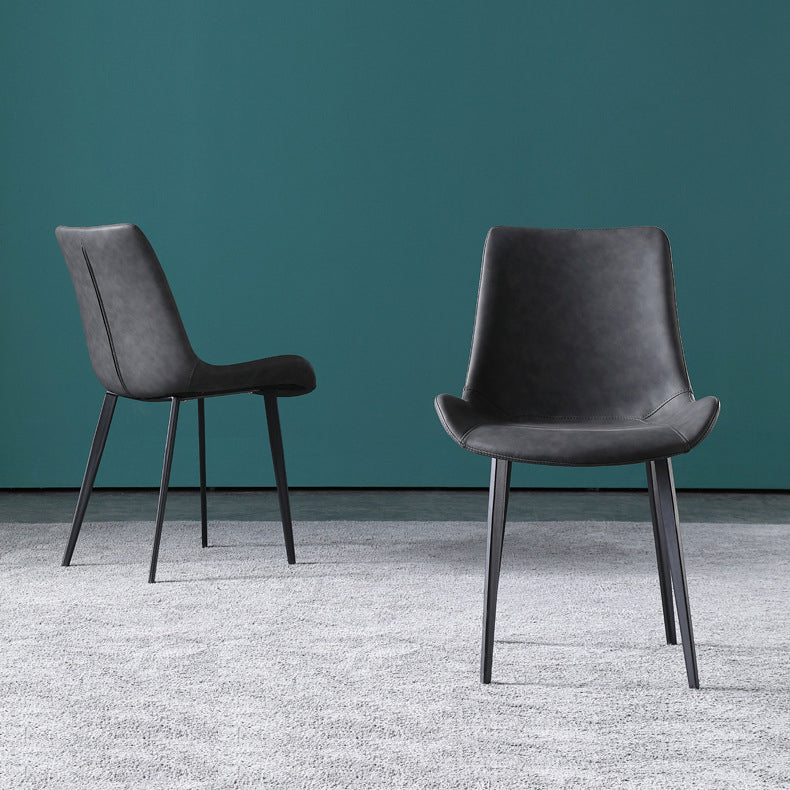 Silla de comedor tapizada de metal con respaldo sólido industrial para interiores