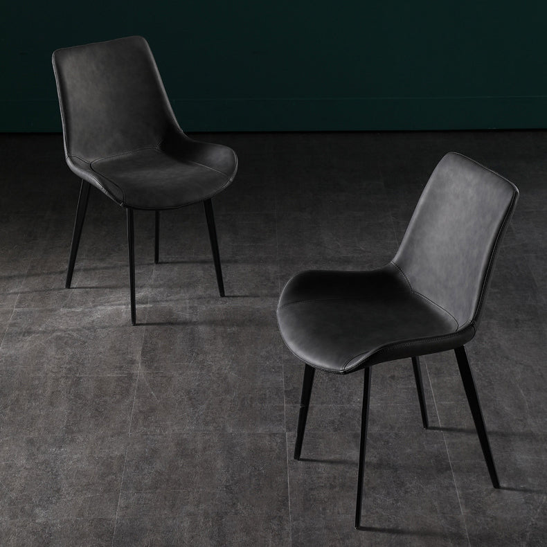 Silla de comedor tapizada de metal con respaldo sólido industrial para interiores