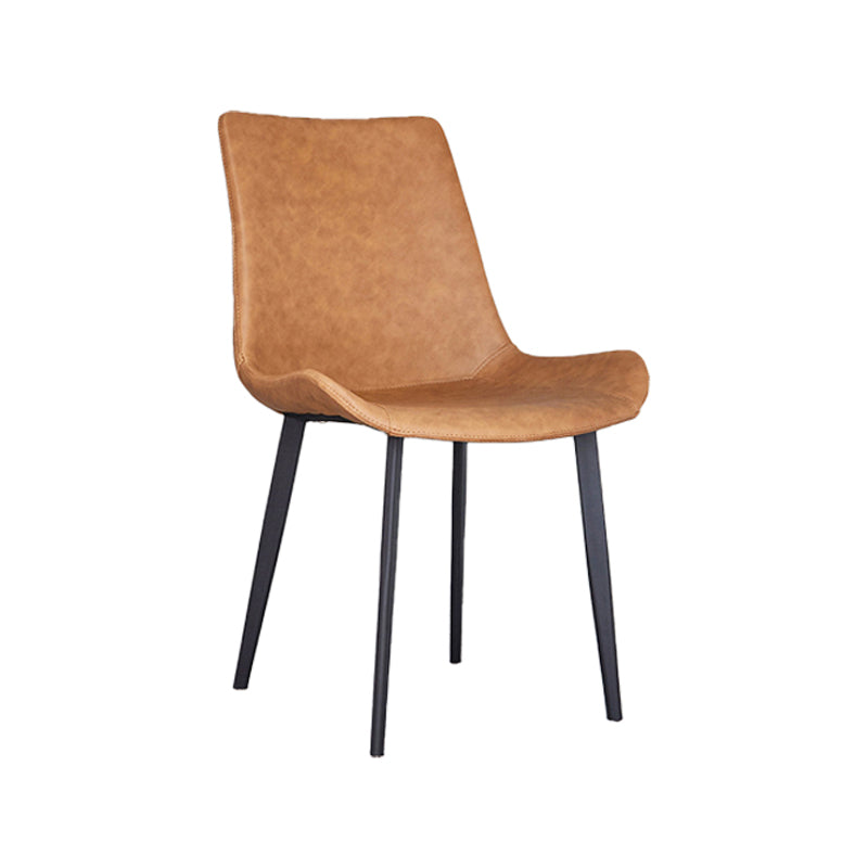 Silla de comedor tapizada de metal con respaldo sólido industrial para interiores