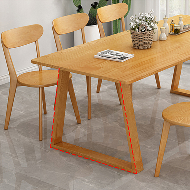 Modern Pine Solid Wood Table Rectangle Table with Double Pedestal Base