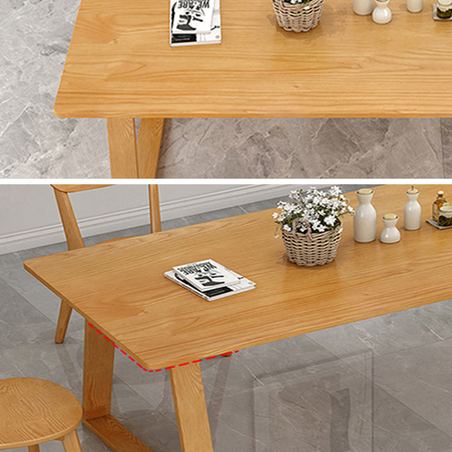 Modern Pine Solid Wood Table Rectangle Table with Double Pedestal Base