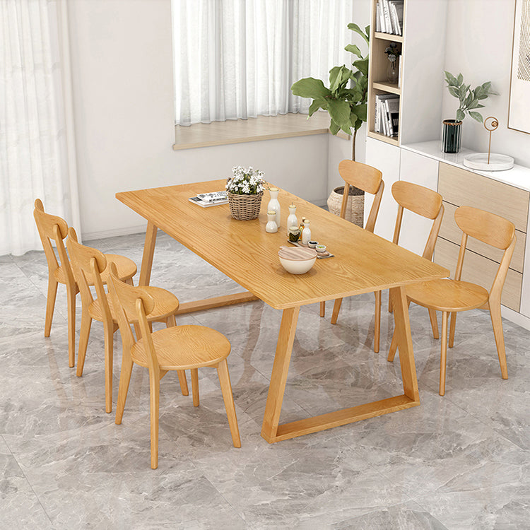 Modern Pine Solid Wood Table Rectangle Table with Double Pedestal Base