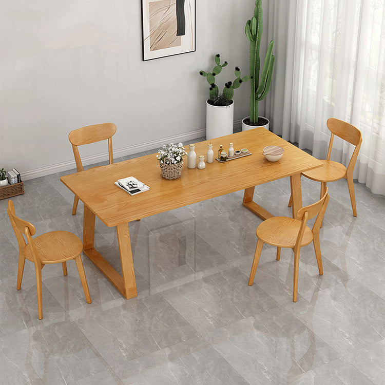 Modern Pine Solid Wood Table Rectangle Table with Double Pedestal Base