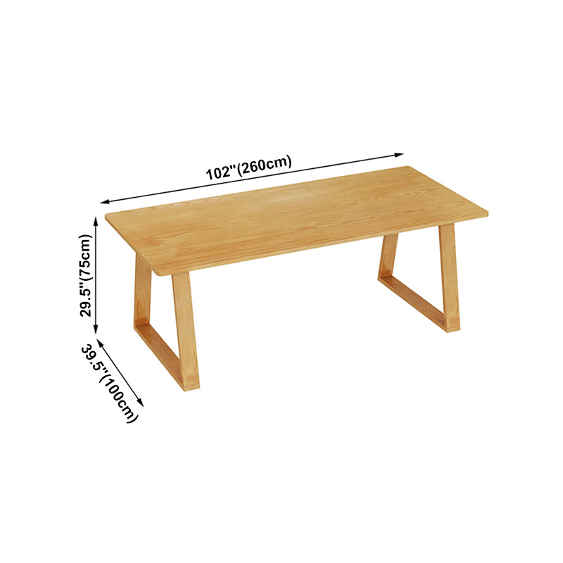 Modern Pine Solid Wood Table Rectangle Table with Double Pedestal Base
