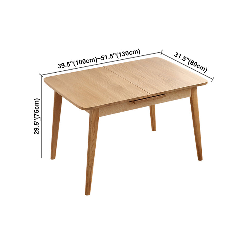 Mesa de comedor rectable extensible Mesa de madera de roble ajustable moderna con 4 patas para restaurante