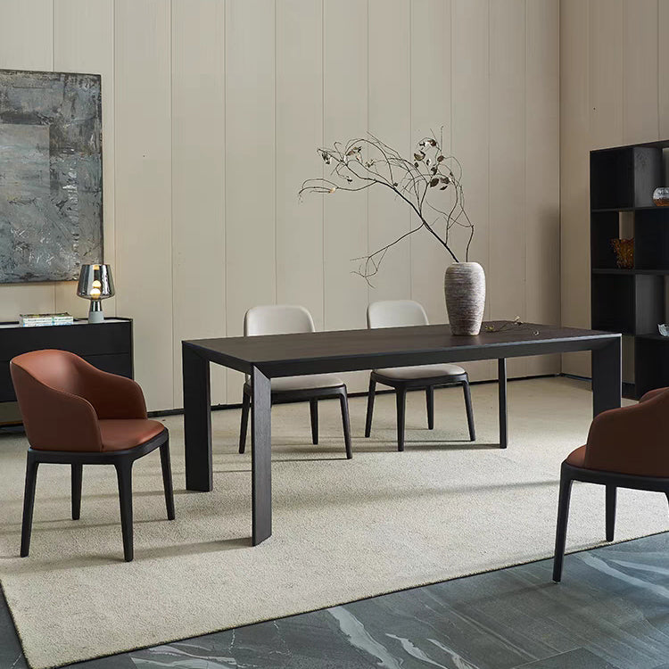Mesa moderna de madera de fresno en negro para mesa de comedor rectangular de restaurante con 4 patas