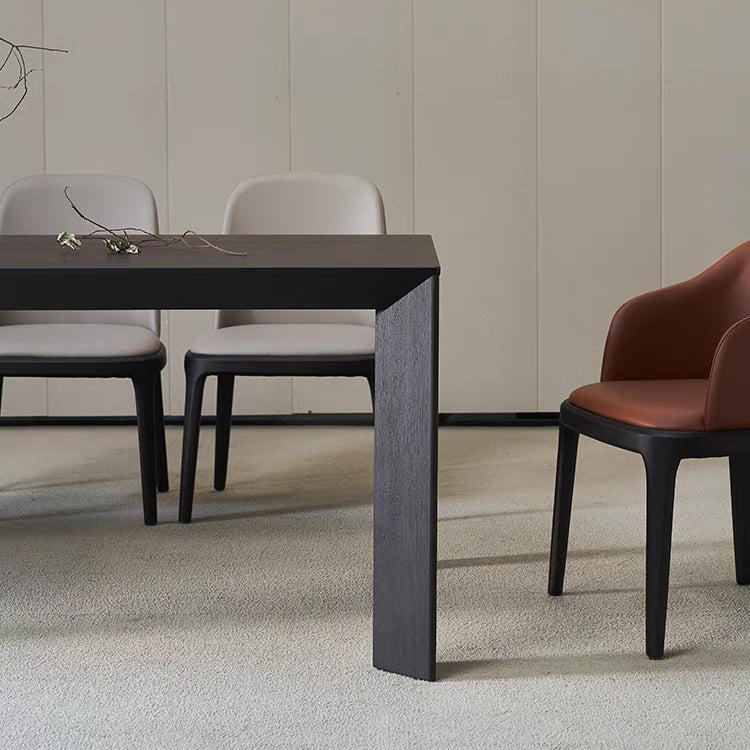 Mesa moderna de madera de fresno en negro para mesa de comedor rectangular de restaurante con 4 patas