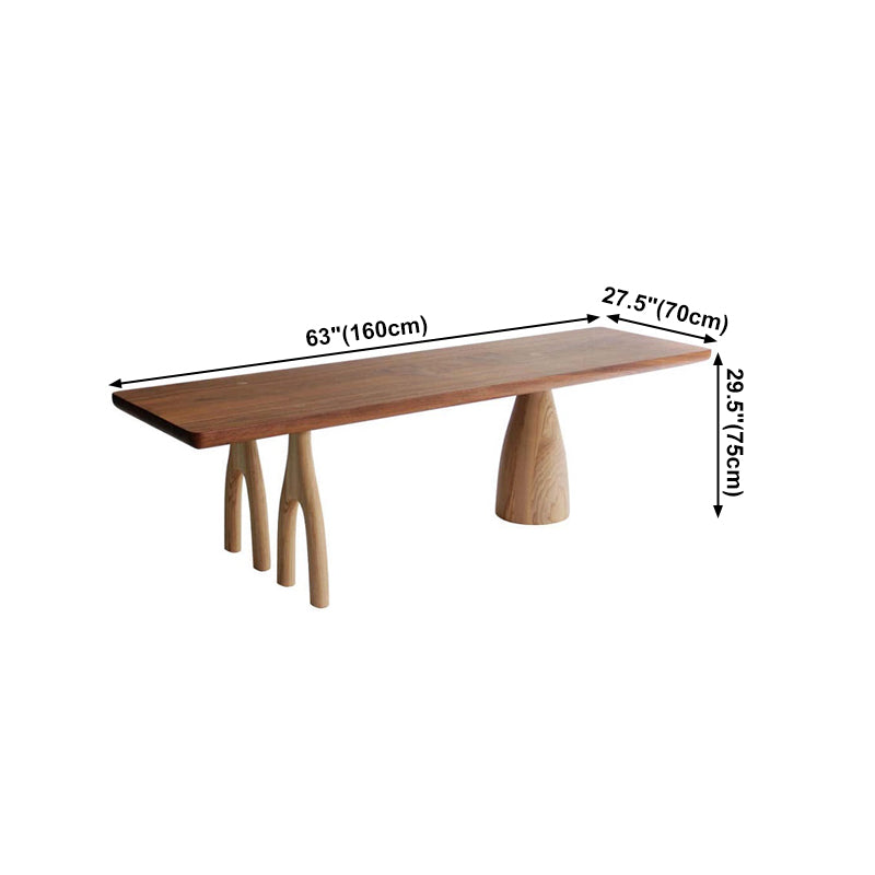 Mesa moderna de madera maciza en color marrón para restaurante, mesa de comedor rectangular con 3 patas