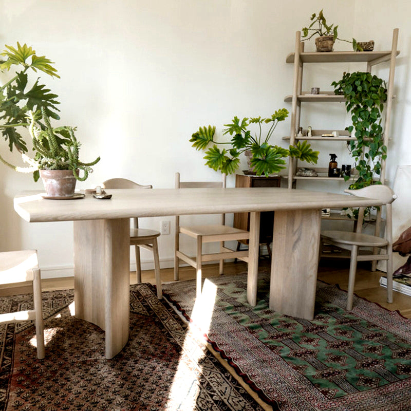 Modern Ash Wood Table for Restaurant Rectangle Dining Table with 4 Legs in Nature