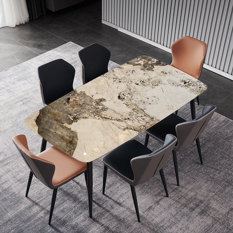 Mesa de mesa estándar de piedra sinterizada de forma simple Mesa de comedor de cocina con 4 patas Base