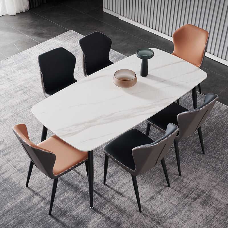 Mesa de mesa estándar de piedra sinterizada de forma simple Mesa de comedor de cocina con 4 patas Base