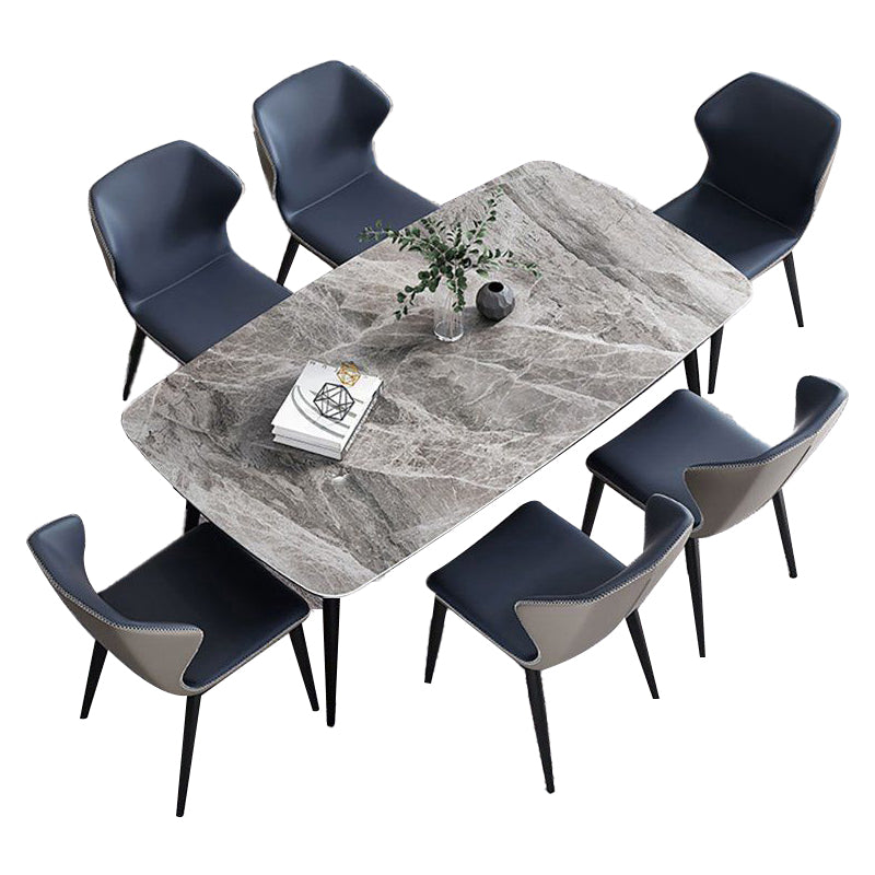 Mesa de mesa estándar de piedra sinterizada de forma simple Mesa de comedor de cocina con 4 patas Base