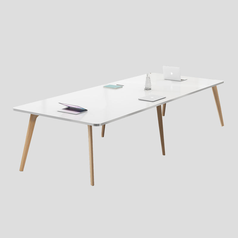 Manufactured Wood Contemporary Rectangle Table White Wood Top Table with 4 Legs