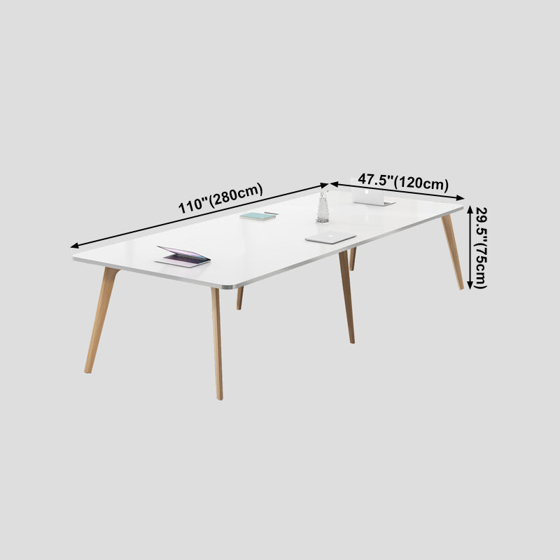 Manufactured Wood Contemporary Rectangle Table White Wood Top Table with 4 Legs
