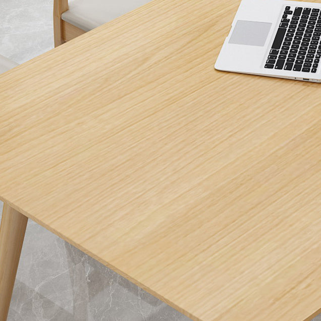 Rectangle 4 Legs Minimalist Table Wood Color Fixed Table of Solid Wood