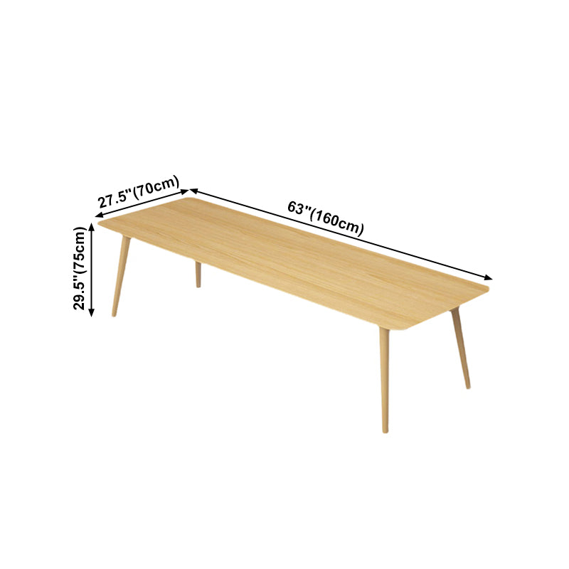 Rectangle 4 Legs Minimalist Table Wood Color Fixed Table of Solid Wood