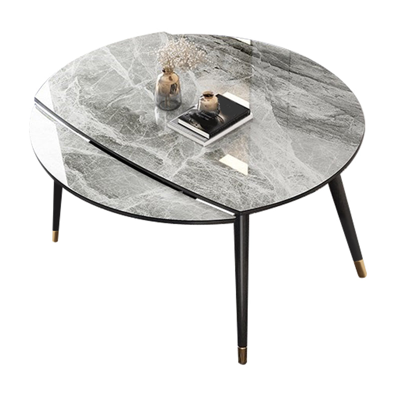 Eigentijdse uitschuifbare gesinterde stenen tafel, ronde vorm, standaard eettafel voor keuken
