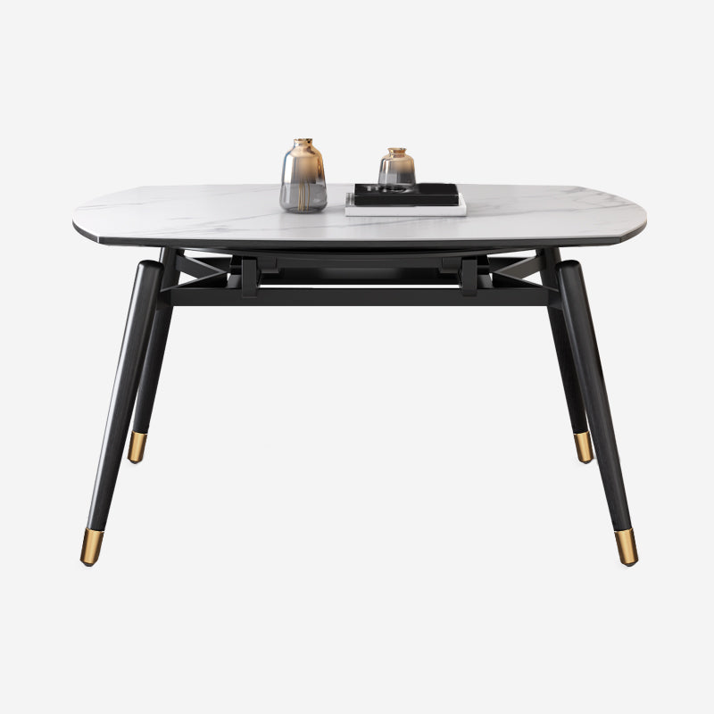 Eigentijdse uitschuifbare gesinterde stenen tafel, ronde vorm, standaard eettafel voor keuken