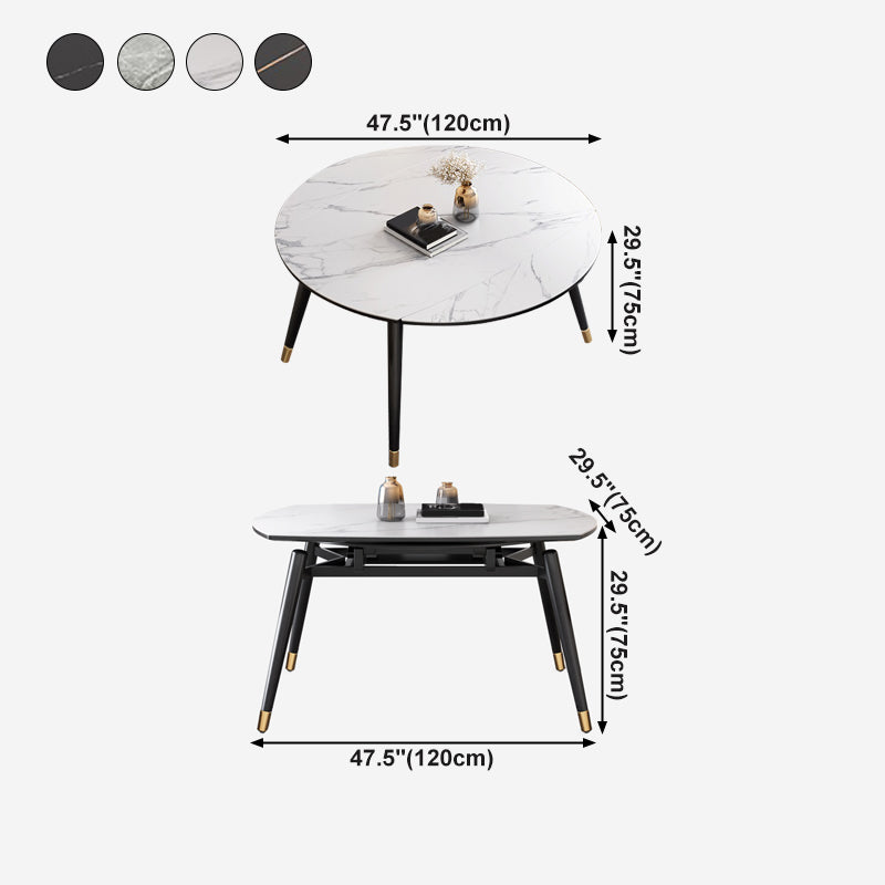 Eigentijdse uitschuifbare gesinterde stenen tafel, ronde vorm, standaard eettafel voor keuken