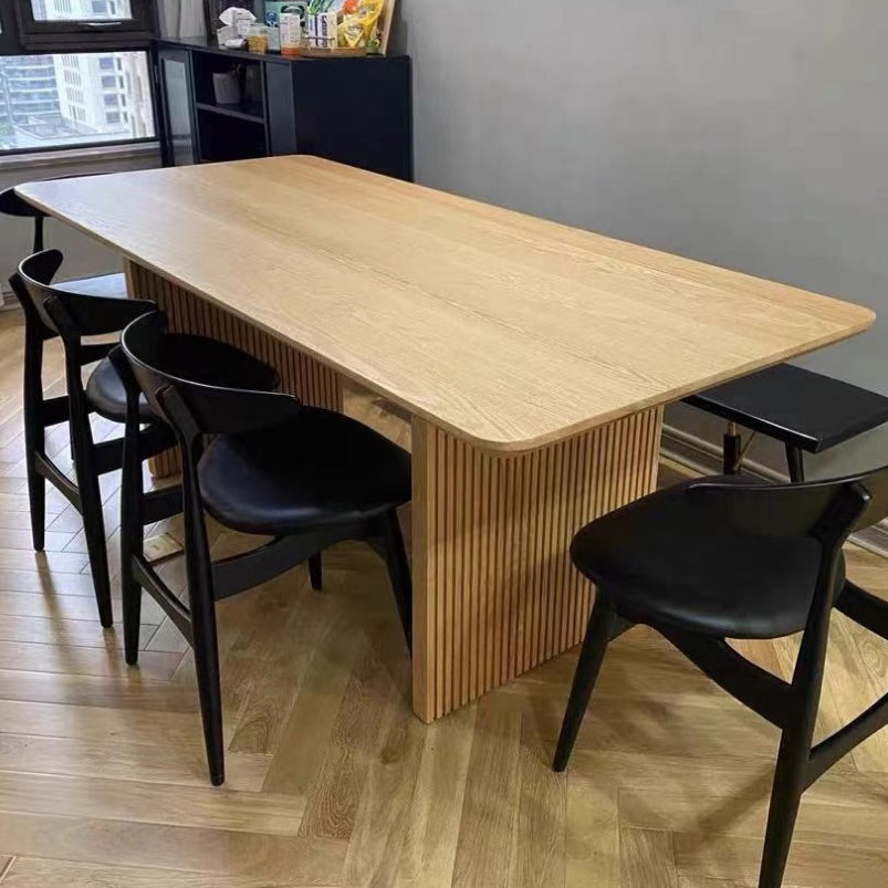 Mesa de comedor informal de rectángulo Color de madera Doble pedestal con madera maciza