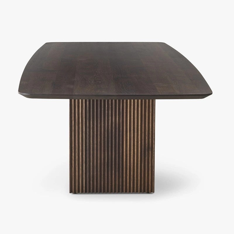 Mesa de comedor informal de rectángulo Color de madera Doble pedestal con madera maciza