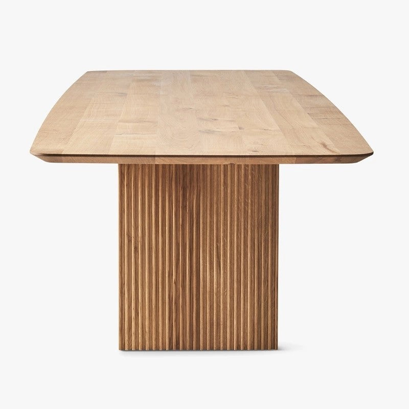 Mesa de comedor informal de rectángulo Color de madera Doble pedestal con madera maciza