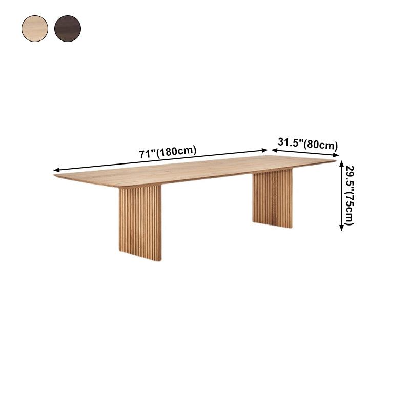 Mesa de comedor informal de rectángulo Color de madera Doble pedestal con madera maciza