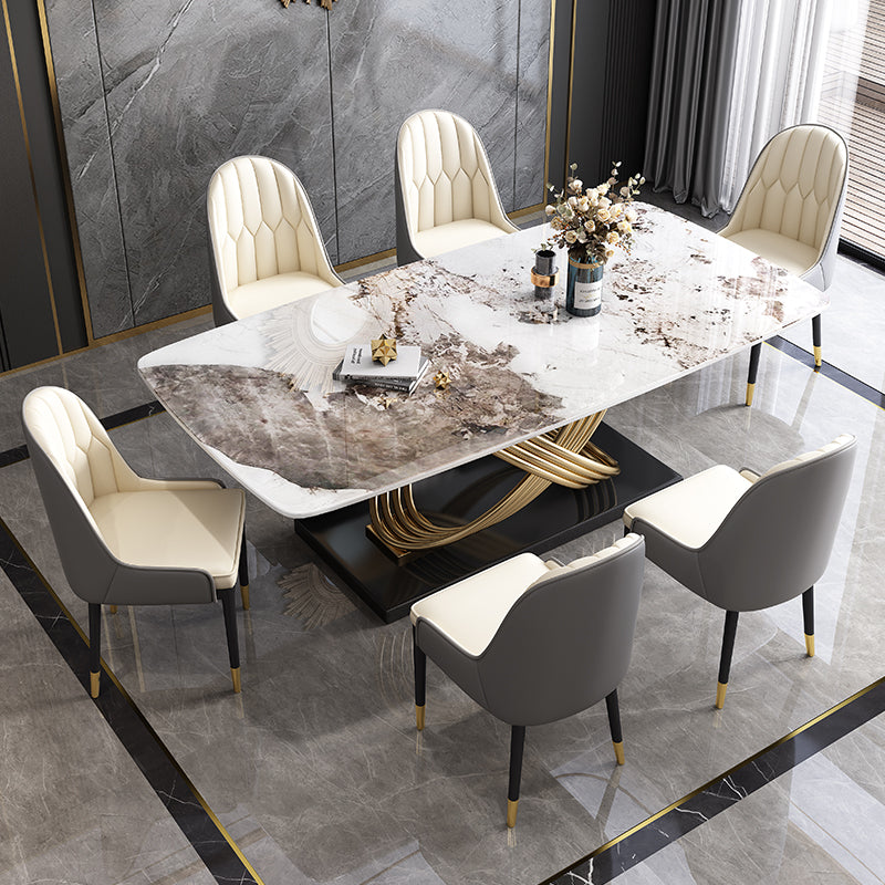 Mesa de comedor rectangular de lujo tradicional muebles de acero inoxidable para interiores