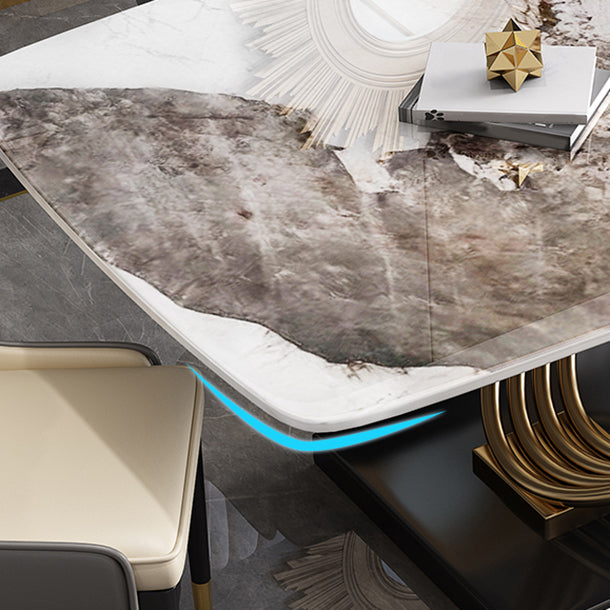 Mesa de comedor rectangular de lujo tradicional muebles de acero inoxidable para interiores