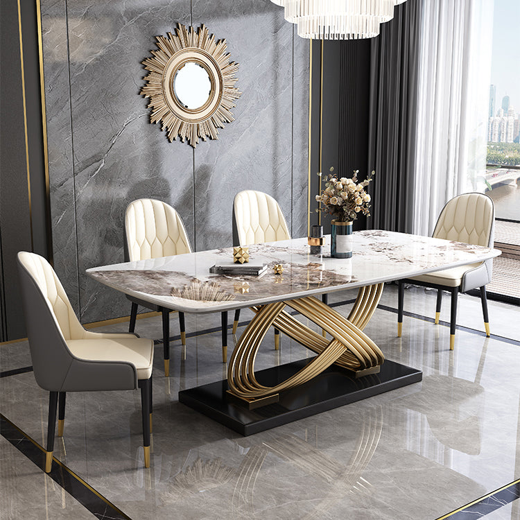 Mesa de comedor rectangular de lujo tradicional muebles de acero inoxidable para interiores