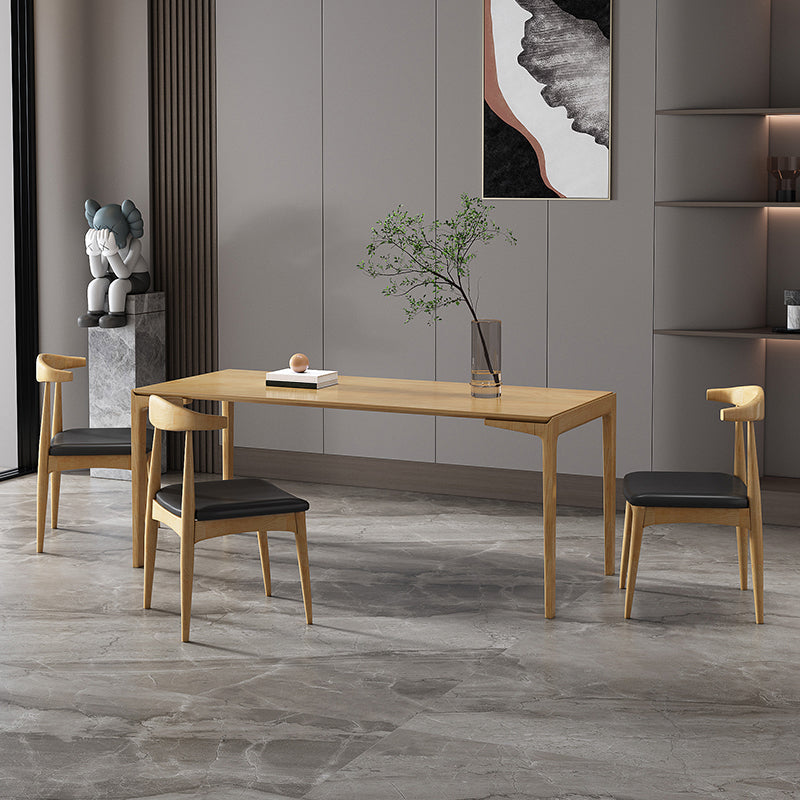Mesa de comedor rectangular sencilla, mesa fija de Color madera con madera maciza de pino