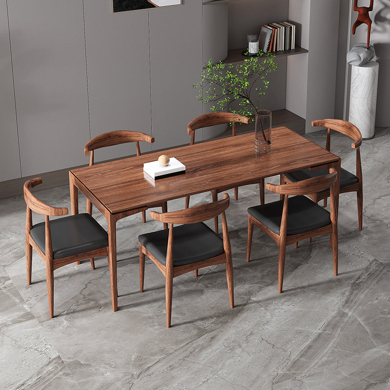 Mesa de comedor rectangular sencilla, mesa fija de Color madera con madera maciza de pino
