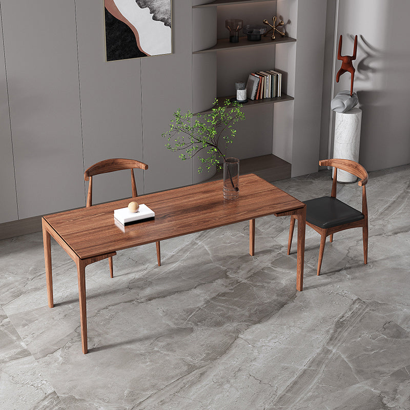 Mesa de comedor rectangular sencilla, mesa fija de Color madera con madera maciza de pino