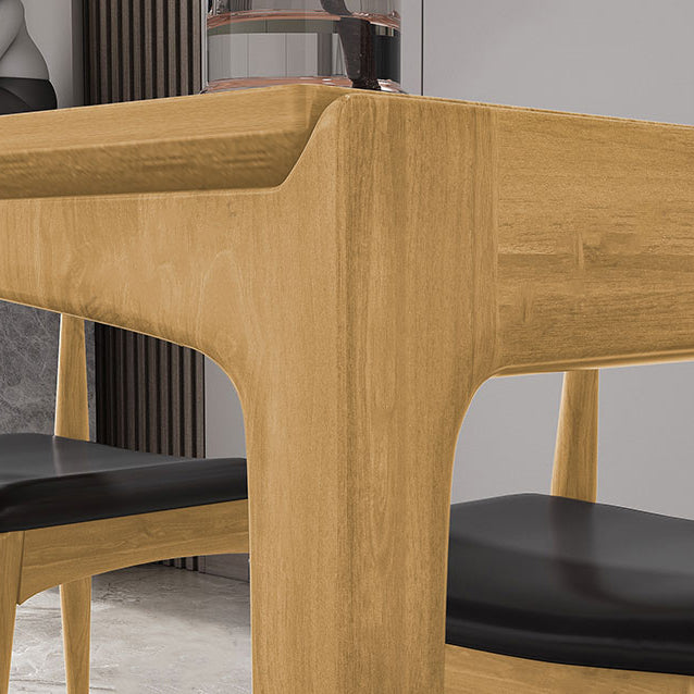 Mesa de comedor rectangular sencilla, mesa fija de Color madera con madera maciza de pino