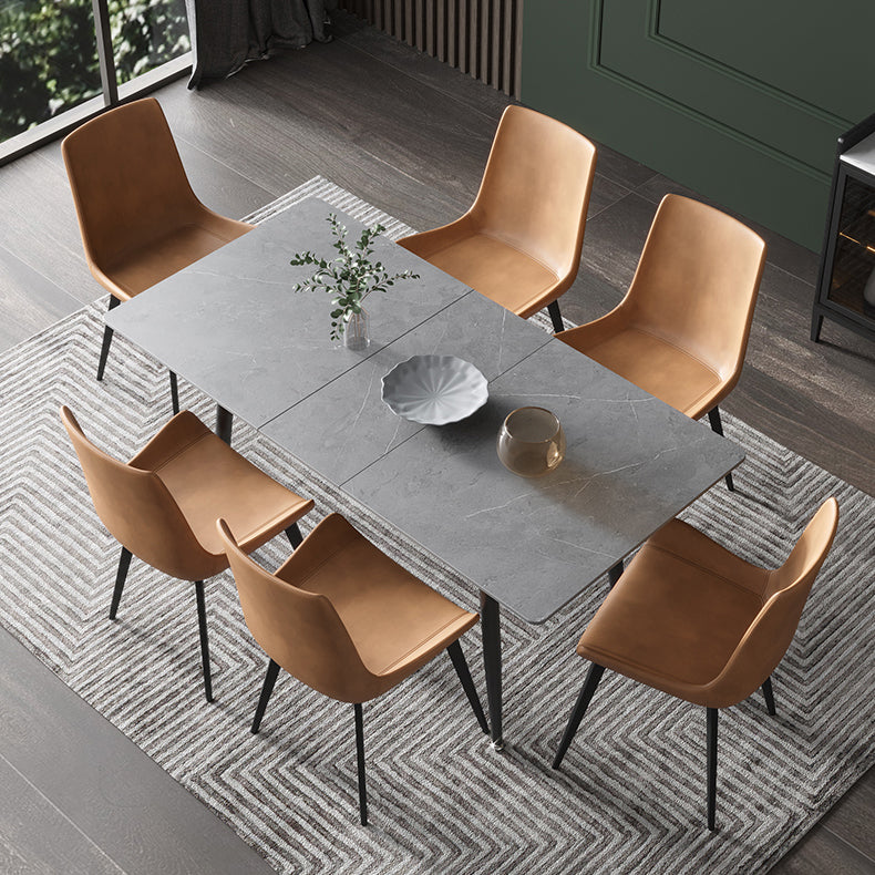 51.18''L Minimalist Sintered Stone Table Rectangle Extendable Dining Table for Kitchen