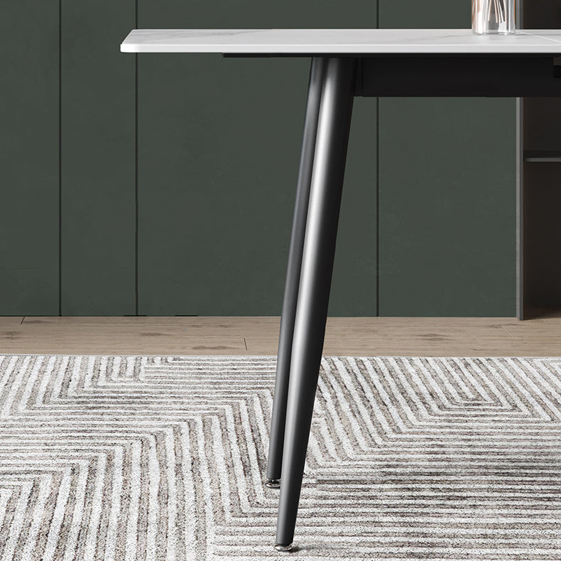 51.18''L Minimalist Sintered Stone Table Rectangle Extendable Dining Table for Kitchen