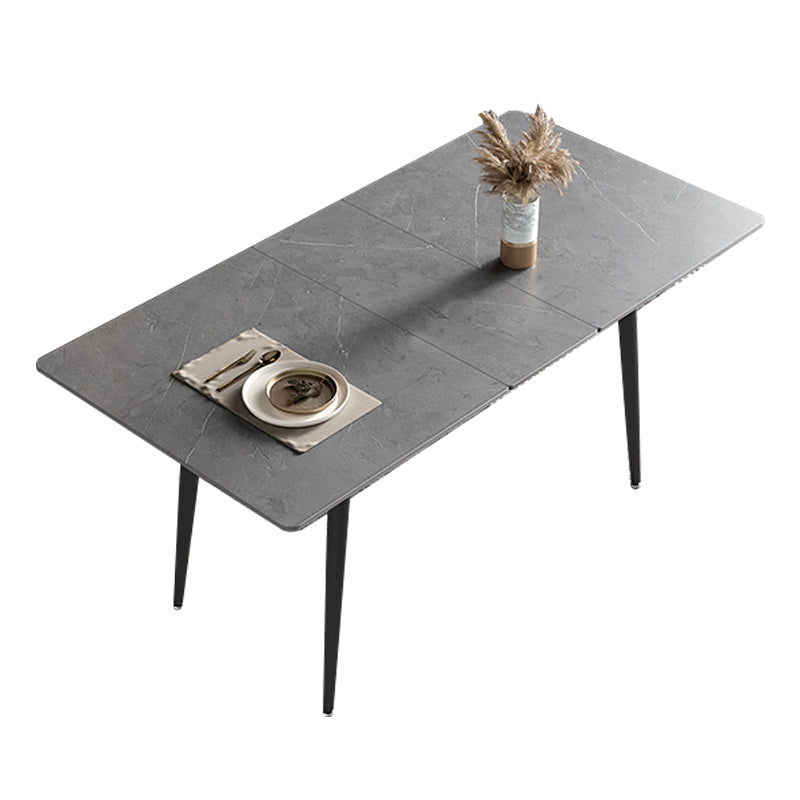 51.18''L Minimalist Sintered Stone Table Rectangle Extendable Dining Table for Kitchen