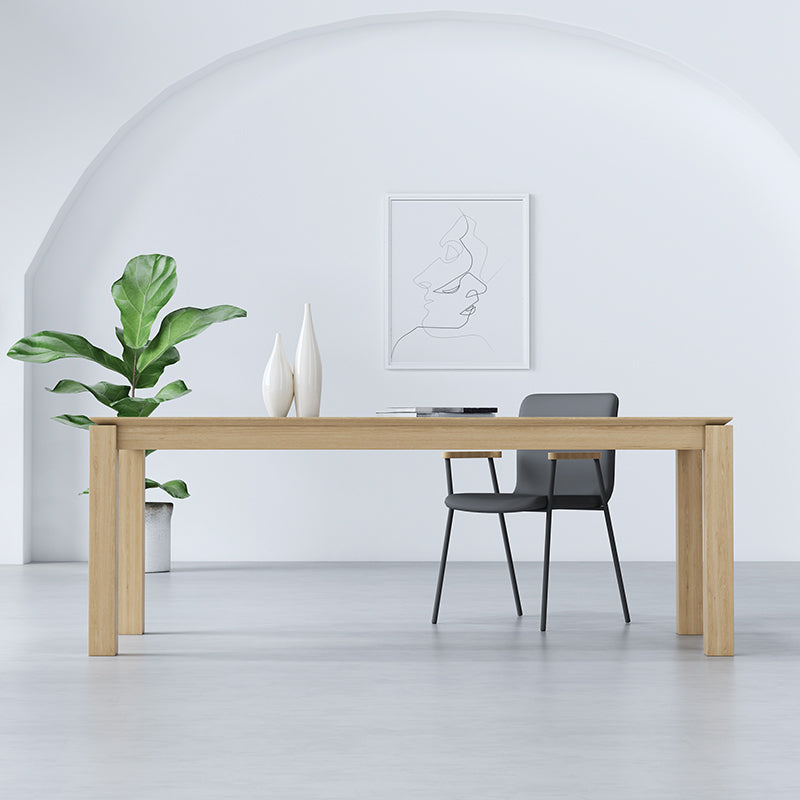 Mesa de color de madera clara rectangular mesa de madera maciza moderna con 4 patas
