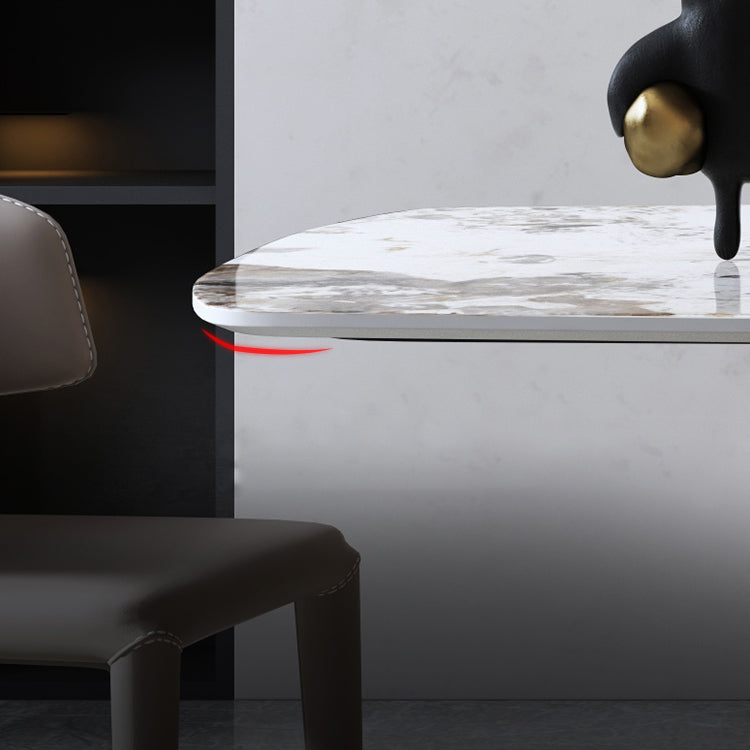 Metal Traditional Luxury Table Rectangle Sintered Stone Dining Table with Pedestal Base