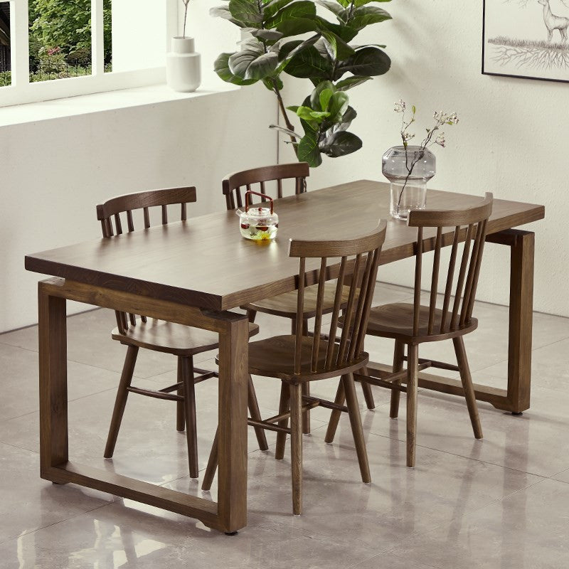 Vaste houten bruine tint tafel eenvoud Sled Base Tafel voor eetkamer