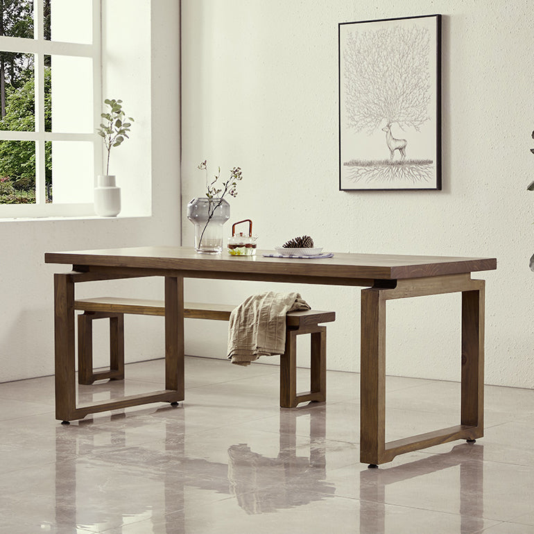 Vaste houten bruine tint tafel eenvoud Sled Base Tafel voor eetkamer