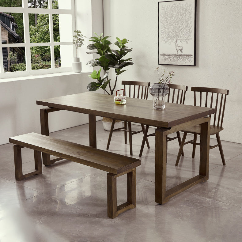 Vaste houten bruine tint tafel eenvoud Sled Base Tafel voor eetkamer