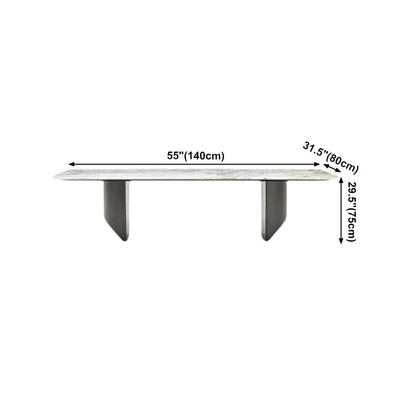 Contemporary Rectangle Shape White Table Standard Sintered Stone Dining Table for Kitchen