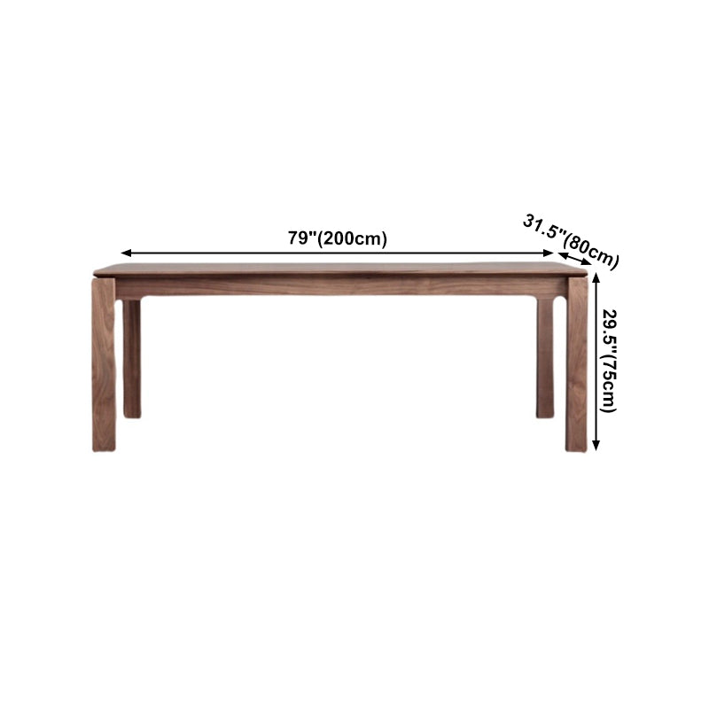 Rechteck brauner Ton Esstisch Massivholz Tisch minimalistisch mit 4 Beinen