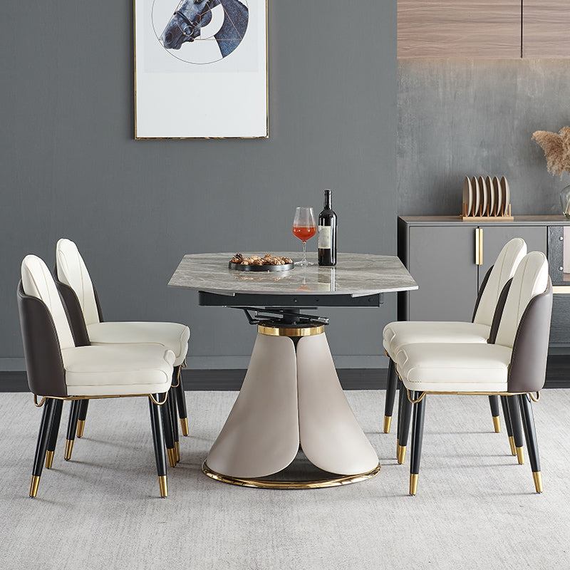 Casual Extendable Round Shape Table Sintered Stone Standard Dining Table for Kitchen