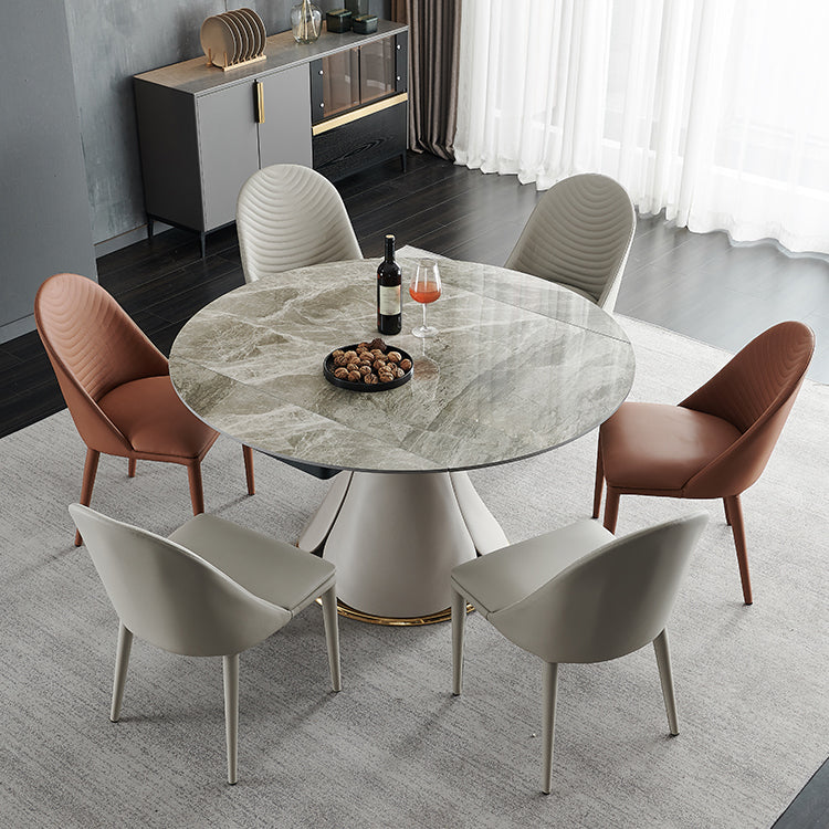 Casual Extendable Round Shape Table Sintered Stone Standard Dining Table for Kitchen