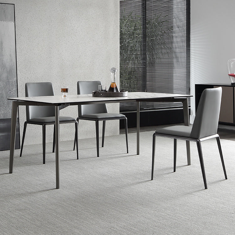 Mesa de comedor de piedra sinterizada, mesa rectangular de 4 patas de estilo lujoso para el hogar